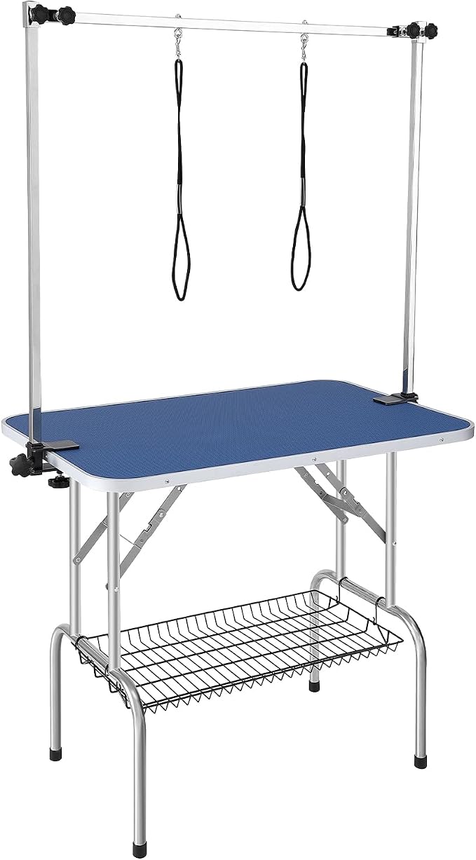VEVOR Pet Grooming Table, 36 x 24 Inch with 2 Height Adjustable Arms, 330LBS Static Weight Capacity, Foldable Dog Groom Station with No-Sit Haunch Holder with Grooming Loop, for Medium and Small Dogs - Image 11