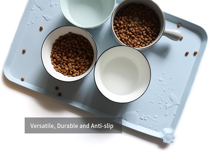 Hoki Found L Silicone Non Slip Pet Dog Cat Bowl Mats - Placemat - Feeding Mat - Waterproof - For Carpet - Frost - Image 4