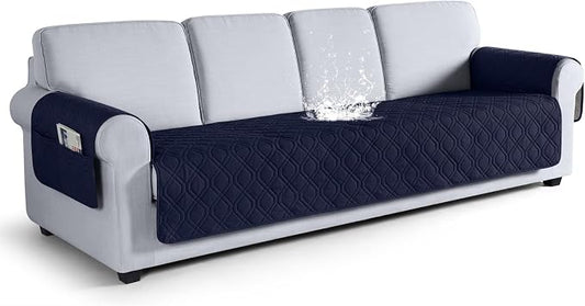 VANSOFY Waterproof Oversized Couch Cover for Pets, Dark Blue, 72.4" | Non-Slip, Washable, Utility Pockets, Pet Friendly, Furniture Protector Slipcover for 4 Cushion Couch by VANSOFYFURNITURECOVERS