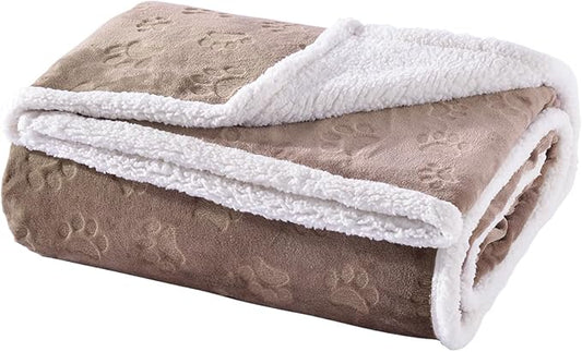 Qeils Waterproof Blanket for Bed, Dog Blankets for Large Dogs, Waterproof Cat Blanket Washable, Soft Sherpa Fleece Puppy Blanket, Reversible Throw Protector for Couch Car, 50"X60", Taupe by Qeils