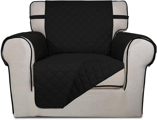 PureFit Reversible Chair Sofa Cover Dog Couch Covers for Sofa, 25.5 in | Black/Black, Water Resistant Couch Protector, Washable Pet Couch Cover with Non Slip and Elastic Straps For Kids by PureFit
