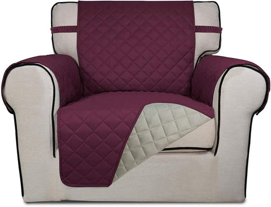 PureFit Reversible Chair Sofa Cover Dog Couch Covers for Sofa, 25.5 in | Wine/Beige, Water Resistant Couch Protector, Washable Pet Couch Cover with Non Slip and Elastic Straps For Kids by PureFit