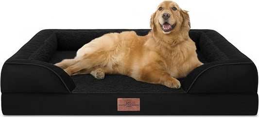 Comfort Expression Orthopedic Dog Bed for Extra Large Dogs with Bolster | Waterproof Dog Couch Bed with Washable Cover & Non-Slip Bottom, Supportive Egg Crate Foam XL Pet Bed, 42x30 Inch by ComfortExpression