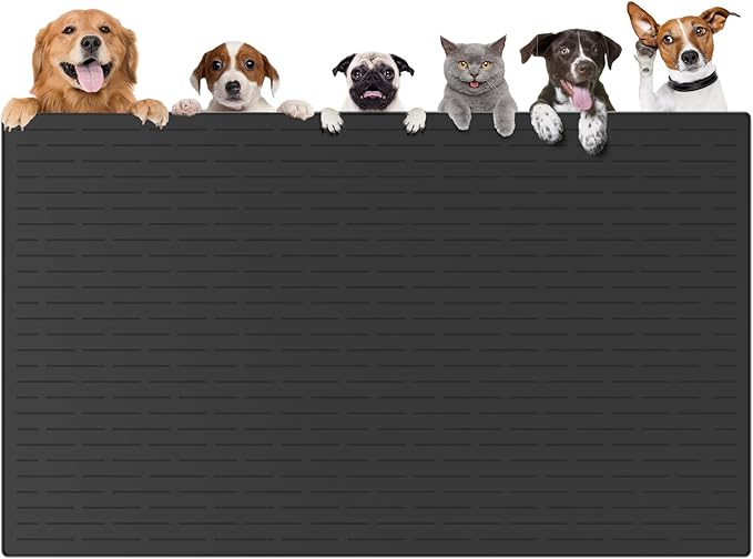 51.2"x25.6"(130cm×65cm) Largest Dog Food Mat, XXXXL Silicone Dog and Cat Mat for Food and Water Bowls, Thinken Waterproof Non-Slip XXXL Pet Feeding Mat for Floors, Black by Goldleaf