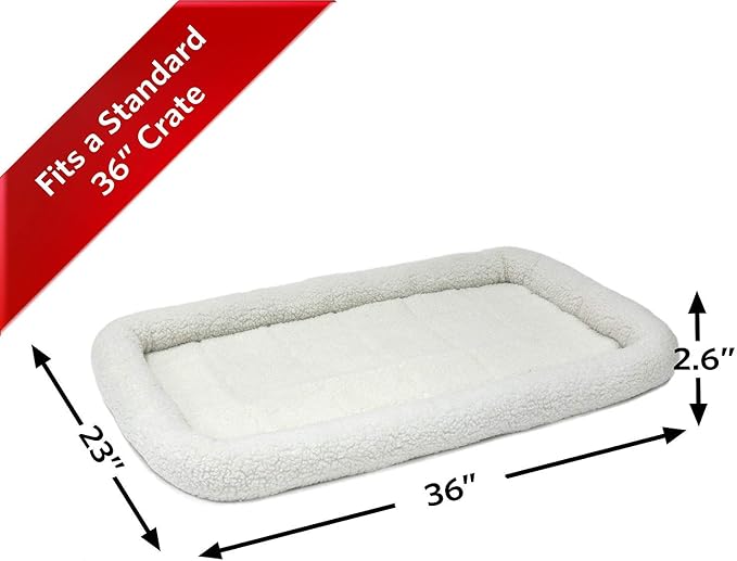 MidWest Homes for Pets QuietTime Dog Bed - White Fleece Bolster, Ultra-Soft and Machine Washable, Fits 36-Inch Crates and Carriers, for Medium to Large Breed Dogs - Image 2