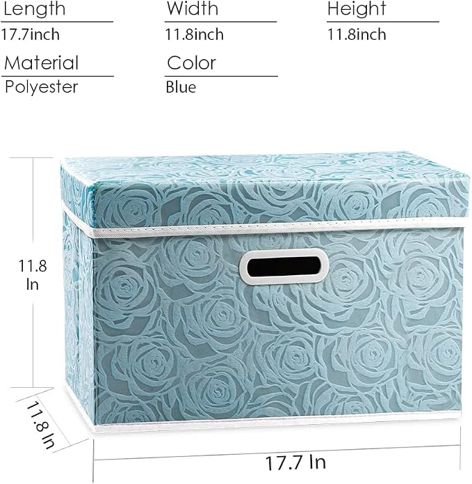 PRANDOM Larger Collapsible Storage Cube with Lid [1-Pack] Fabric Decorative Storage Bins Box Organizer Container Basket with Cover Handles for Bedroom Closet Living Room 17.7x11.8x11.8 Inch - Image 5