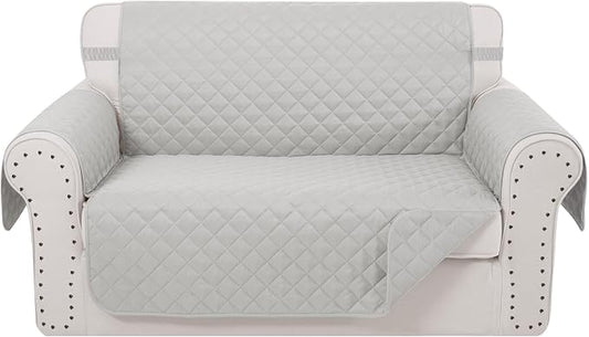Reversible 45" Small Loveseat Sofa Covers, Light Grey | Loveseat Covers for Dogs Water Repellent, Friendly Furniture Protector with Elastic Straps for Living Room by LuxshareHome
