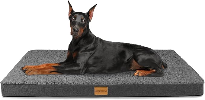 Patas Lague Orthopedic Large Dog Bed Pet Sofa Mat 56''X40'' Dark Grey | Egg-Crate Foam Dog Couch For Large Sized Dogs, Waterproof Removable Washable Cover, Soft Pet Crate Bed With Nonskid Bottom by PatasLague