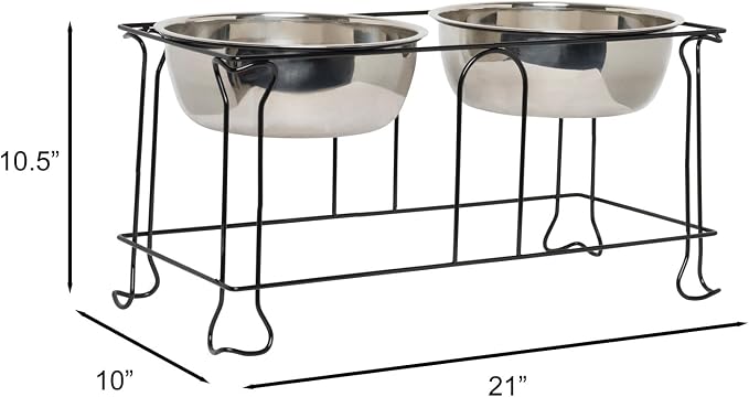 YML 10-Inch Wrought Iron Stand with Double Stainless Steel Feeder Bowls - Image 3