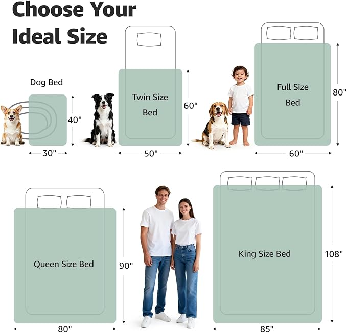 LOOBANI King Size Waterproof Blanket, Oversized Bed Cover, 85"x108", Green | Reversible Flannel Dog Blankets for Large Dogs, Spill-Proof Couch Cover for Family Movie Nights, Camping, Travel, Noise Free - Image 4