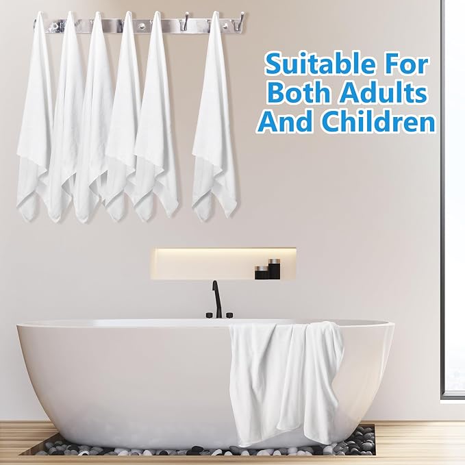 SmoothNovelty 16 Pack Microfiber Bath Towels Bulk 27'' x 60'' Oversized Beach Towel Highly Absorbent Extra Large Soft Drying for Shower Pool Salon Sauna Bathroom Gym Party (Simple,White) - Image 6