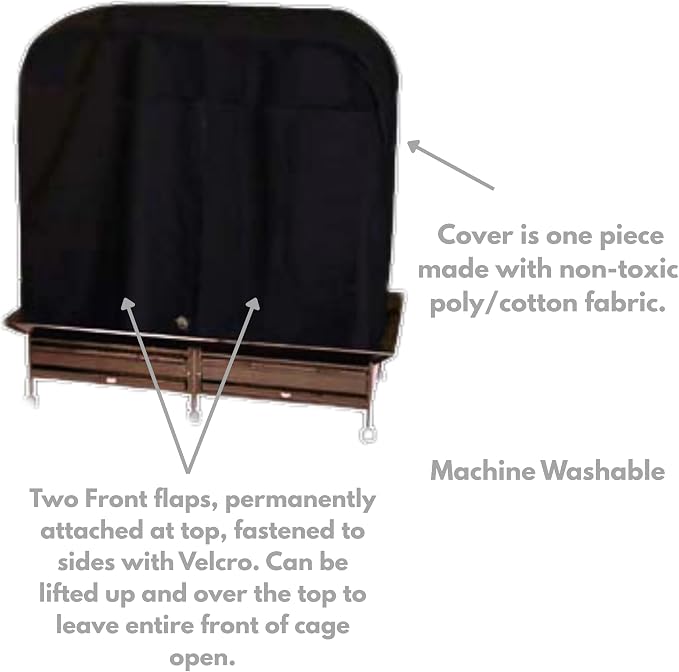 Cozzzy Covers Model 6432 MD Universal Cage Cover 60" H Poly-Cotton Black for Side-by-Side Bird Cages 64" W x 32" D for Large Birds Sleep and Light Reduction - Image 4