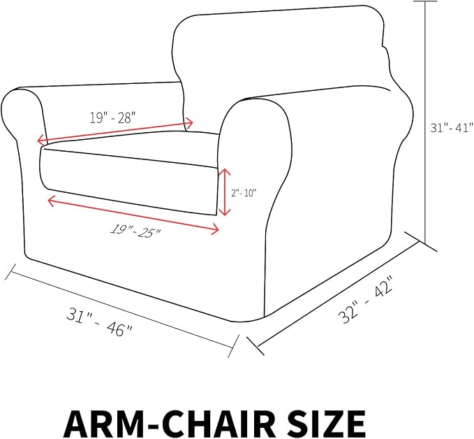 MAXIJIN 2 Piece Chair Slipcovers with Arms Super Stretch Chair Covers for Living Room Dogs Pet Proof Fitted Sofa Couch Protector Spandex Non Slip Armchair Slipcover Washable (Chair, Gray) - Image 6