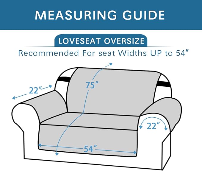 H.VERSAILTEX 100% Waterproof Sofa Slipcover Washable Loveseat Cover for 2 Cushion Cover Non-Slip Furniture Protector with Silicone Backing Couch Cover for Pets (Oversized Loveseat, Dove Grey) - Image 3