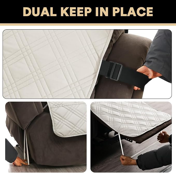 PrinceDeco Recliner Cover 100% Waterproof Couch Cover Sofa Cover for Living Room Water Resistant Furniture Protector with Elastic Straps for Pets Dog(Recliner28,French Oak) - Image 5