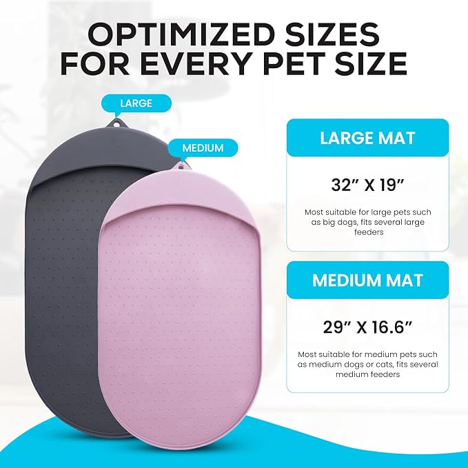Dog Food Mat - 29” x 16.6” Pet Feeding Mat with Residue Collection Pocket - Large Silicone Dog Mat for Food and Water - Waterproof Dog and Cat Bowl Mat, High Edges to Prevent Spills, Light Pink - Image 7