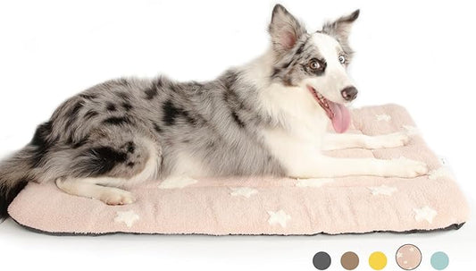 Mora Pets Dog Crate Pad Dog Kennel Bed Mat for Large Dogs Washable Cute Star Pet Bed for 36 inch Cage Ultra Soft Flat Puppy Cat Cushion for Cozy Sleeping Anti-Slip Pink 36 x 23 by MoraPets