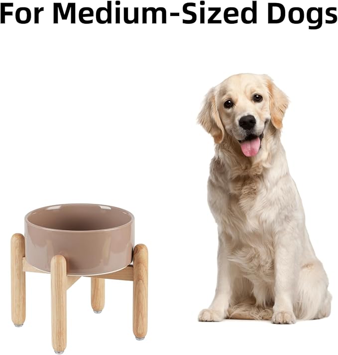 Havniva Elevated Dog Bowls Ceramic Dog Bowls with Stand, Dog Food Bowl | 7.3” Raised Dog Bowls with Non-Slip Wood Stand, Dog Food and Water Bowl Set, Dog Feeding Bowls for Medium Dogs - Image 4