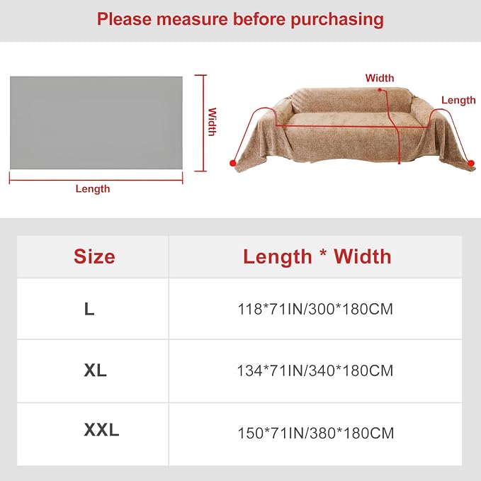 Khaki Luxury Slub Chenille Sofa Cover Couch Cover, XL 71"x134" | for Sectional Sofa, Modern Durable Tan Slipcover for Dogs Pets Large Furniture Protector 3 Cushiond Sofa Cover - Image 2