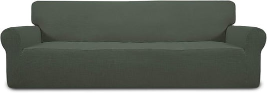 Easy-Going Stretch 4 Seater Oversized Sofa Couch Cover Olive Green | 1-Piece Extra X-large Sofa Cover Furniture Protector Couch Soft with Bottom for Kids, Spandex Jacquard by Easy-Going