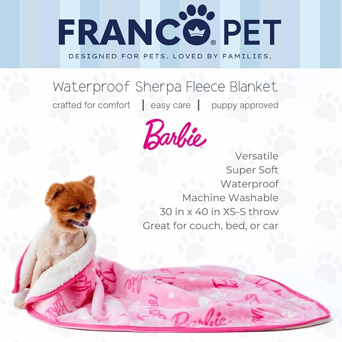 Barbie Waterproof Dog Bed Cover, Large 30x40 Pet Blanket for Furniture Bed Couch Sofa, (Officially Licensed) by Franco - Image 2