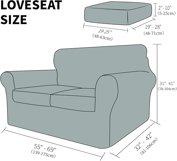 YEMYHOM Latest Checkered 3 Pieces Couch Covers for 2 Cushion Couch High Stretch Thickened Love Seat Sofa Cover for Dogs Pets Anti Slip Elastic Loveseat Slipcover Protector (Khaki), 55"-69"(2 CUSHIONS) - Image 6