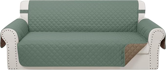 Reversible Oversized Sofa Covers, XL Sofa, Greyish Green/Taupe by LuxshareHome