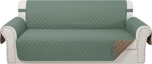 Reversible Oversized Sofa Covers, XL Sofa, Greyish Green/Taupe by LuxshareHome