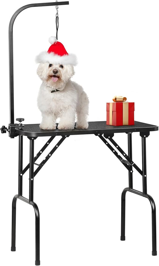 Yaheetech 32-inch Portable Pet Dog Grooming Table w/arm/Noose Black