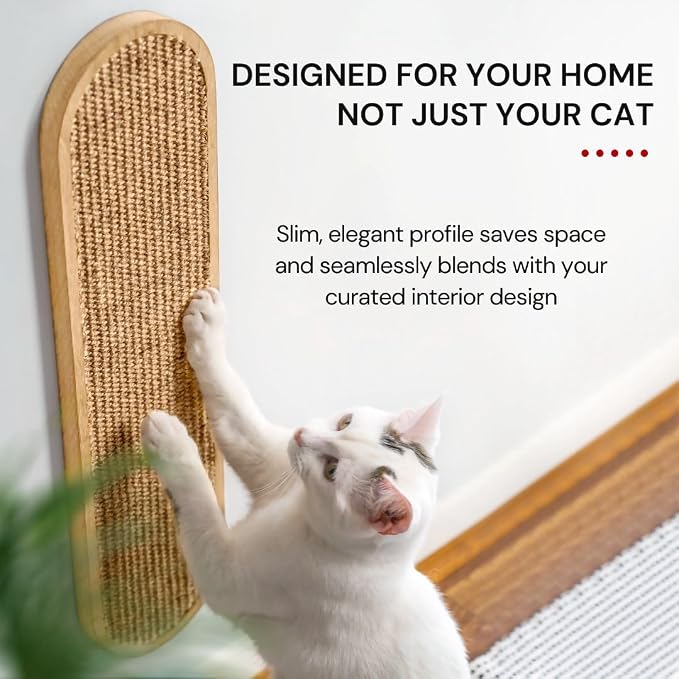 7 Ruby Road Cat Wall Scratcher, Indoor Sisal Scratch Pad Board | Aesthetic Cat Scratcher, Wall-Mount or Floor Use, Solid Rubberwood Frame, Helps Protect Furniture - Image 3