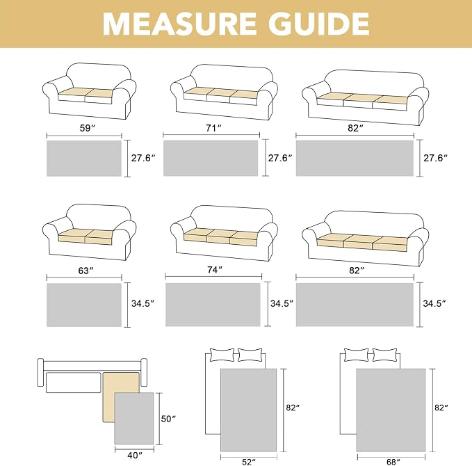 H.VERSAILTEX Couch Cover Chenille Pet Fuzzy Sofa Covers for 3 Cushion Couch and Bed Anti Slip Washable Sofa Slipcovers Soft Couch Protector Cover for Dogs Cats Kids(68" x 82", Coco Mocha) - Image 3