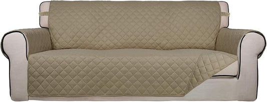 PureFit Reversible Quilted Sofa Cover, Water Resistant Slipcover Furniture Protector, Washable Couch Cover with Non Slip and Elastic Straps for Kids, Dogs, Pets (Sofa, Beige/Beige) | Beige/Beige, Water Resistant Couch Protector, Washable Pet Couch Cove... by PureFit
