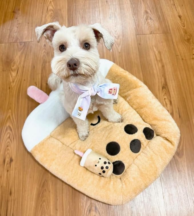 TONBO Soft Plush Small Cute and Cozy Food Dog Cat Bed, Washer and Dryer Friendly (Boba) - Image 2