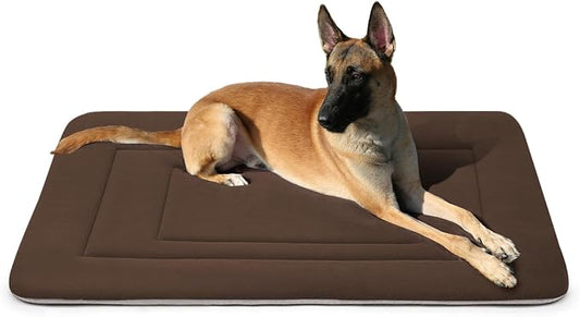Dog Bed Soft Dog Crate Bed Pad Mat, 42 in Non Slip Bottom Washable Beds for Large Dogs, Pet Bed Mattress Kennel Pad, Dark Brown by JoicyCoDogBeds