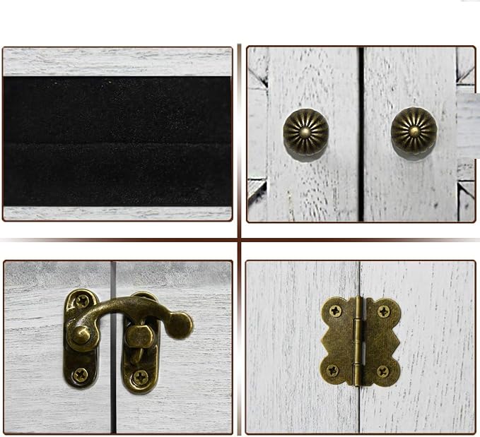 GLANT Rustic Wall Mounted Jewelry Organizer with Wooden Barndoor Decor,Wooden Wall Mount Holder,Jewelry holder for Necklaces, Earings, Bracelets, Ring Holder. (White) - Image 5