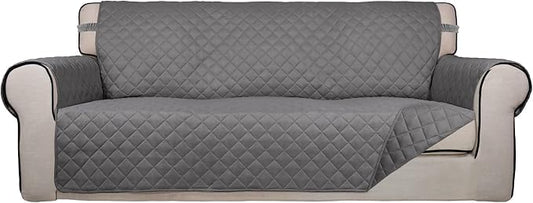PureFit Reversible Quilted Sofa Cover Dog Couch Covers for Sofa, 66 in | Gray/Gray, Water Resistant Couch Protector, Washable Pet Couch Cover with Non Slip and Elastic Straps For Kids by PureFit