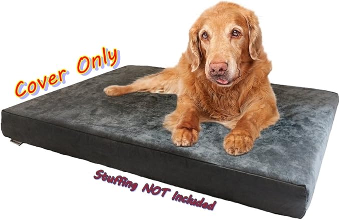 Dogbed4less 55X47X4 inches Jumbo XXXL Size : Suede Fabric External Replacement Cover in Gray Color with Zipper Liner for Dog Pet Bed Pillow or pad - Replacement Cover only - Image 4