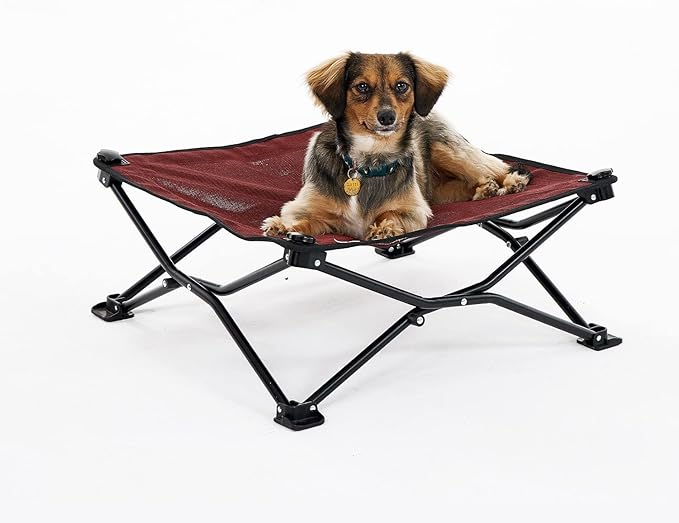Coolaroo On-The-Go Elevated Dog Bed - Foldable Pop-Up Travel Dog Bed with Breathable, Moisture-Resistant Fabric, Carry Bag Included, Lightweight & Portable, Brick, Standard by Coolaroo