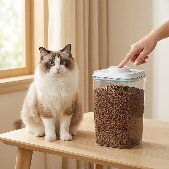 Dog Food Storage Containers 2 Pack, 4L/4.2 Qt Each Airtight Pet Canisters with One-Touch Lids, 130ml Scoops, BPA-Free Stackable Clear Kibble Holders for Kibble, Cat Food and Treats - Image 6