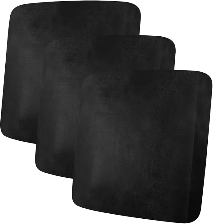 ANARACHON Leather Look Couch Cushion Covers Sofa Seat Slipcovers Sets Couches Furniture Protector for Sectional Armchair Loveseat Pets Kids Stretch Spandex Fabric (3 Cushion Sofa, Black) by ANARACHON