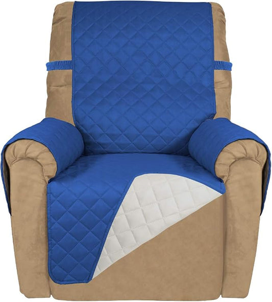 PureFit Reversible Recliner Chair Covers Couch Covers for Dogs, 19 in | Classic Blue/Ivory, Water Resistant Couch Protector, Washable Pet Couch Cover with Non Slip and Elastic Straps For Kids by PureFit