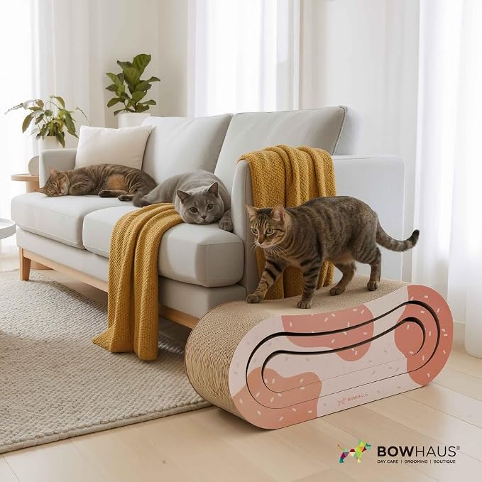 BOWHAUS 3 in 1 Cat Scratch Board, Cat Scratcher Lounger for Indoor Cat, Cardboard Cat Scratcher, Durable & Long-Lasting Infinity Cat Scratcher, Reversible Scratching Pads for Protecting Furniture - Image 6
