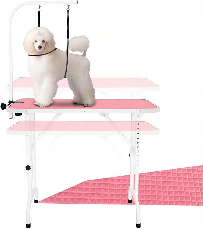 LEIBOU 36-inch Height Adjustable(23''~33.8'') and Foldable Pet Dog Grooming Table with Grooming Arm & 2 Noose for Dog Cat Pet Grooming Maximum Capacity Up to 260lbs by LEIBOU