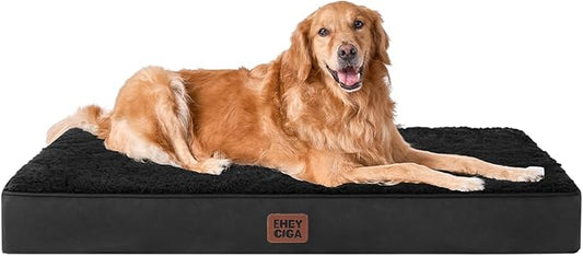 EHEYCIGA Orthopedic Dog Bed Large with Removable Washable Cover, 41IN Black | Egg Crate Foam Support, Durable Oxford fabric, Non-Slip Bottom, Machine Washable, Soft Waterproof Plush Pet Bed Mat For Crate by EHEYCIGA