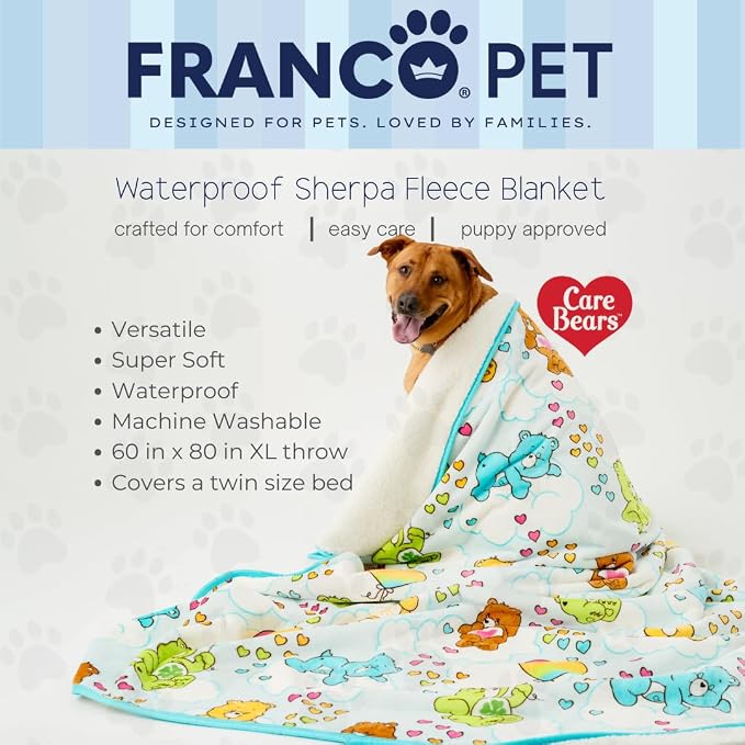 Franco Pet Care Bears XL Oversized Super Soft Cozy Waterproof Sherpa-Backed Blanket Throw for Large Dogs, Couch/Bed/Car, 60x80 (Officially Licensed Product) - Image 2