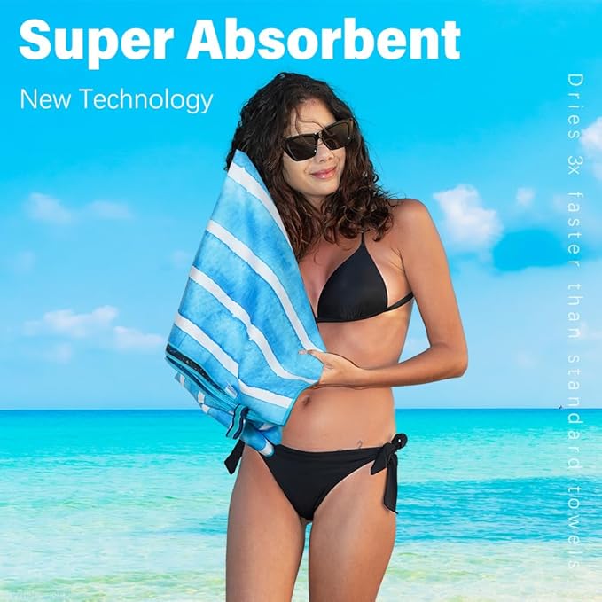 Widdonen Microfiber Beach Towel,Compact 4 Pack-71x32 Inch with Bag Travel | Extra Large,Lightweight,Thin,Sand Free,Quick Dry,Absorbent.Packable for Camping,Swim,Pool,Bath,Picnic,Cruise Essentials Gift - Image 5