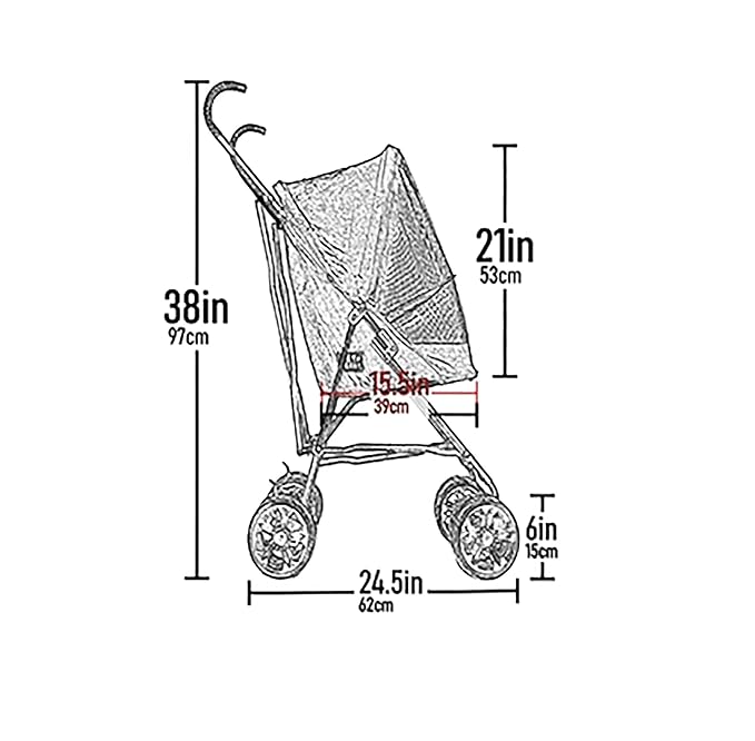 Pet Gear Travel Lite Plus Stroller, Compact, Easy Fold, No Assembly Required, Large Wheels for Cats and Dogs up to 15 pounds, Classic Pink