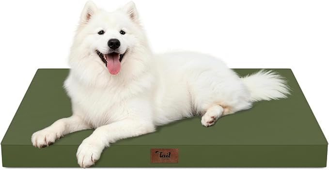 Large Waterproof Orthopedic Dog Bed with Egg Crate Foam | Fits 42x28 Crates, TPU Waterproof Layer, 1680D Washable Oxford Cover, Portable Handle, Indoor & Outdoor Use, Up to 80 lbs by TailStories