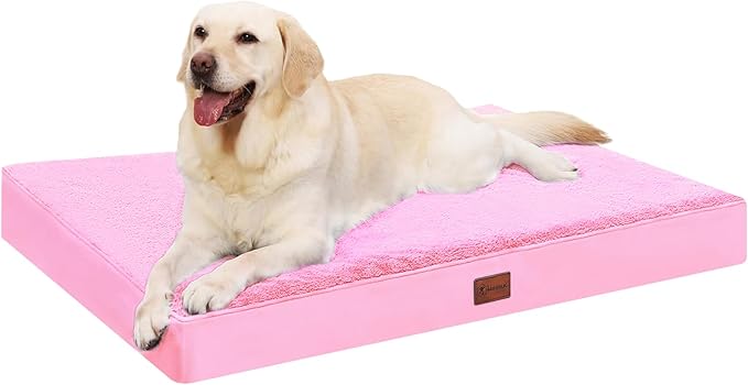 Waterproof Dog Crate Beds for Medium Size Dog, 35x22in,Pink | Orthopedic Egg Crate Foam, Removable Washable Cover, Comfort Flat Pet Mat, Non-Slip Bottom, For Medium Breed Up to 65 lbs by MIHIKKPet%E2%80%99sHome