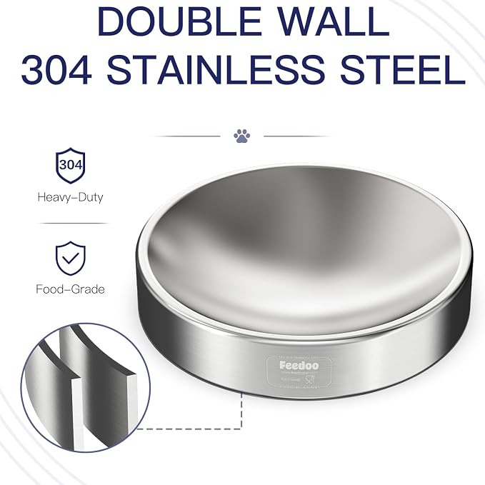 Double Wall Stainless Steel Cat Bowl, Whisker Friendly Wide & Shallow 8 oz Cat Food Bowl, Heavy Duty Non-Slip Base, Dishwasher Safe Metal Bowl for Cats & Small Puppies [2Pack] - Image 2